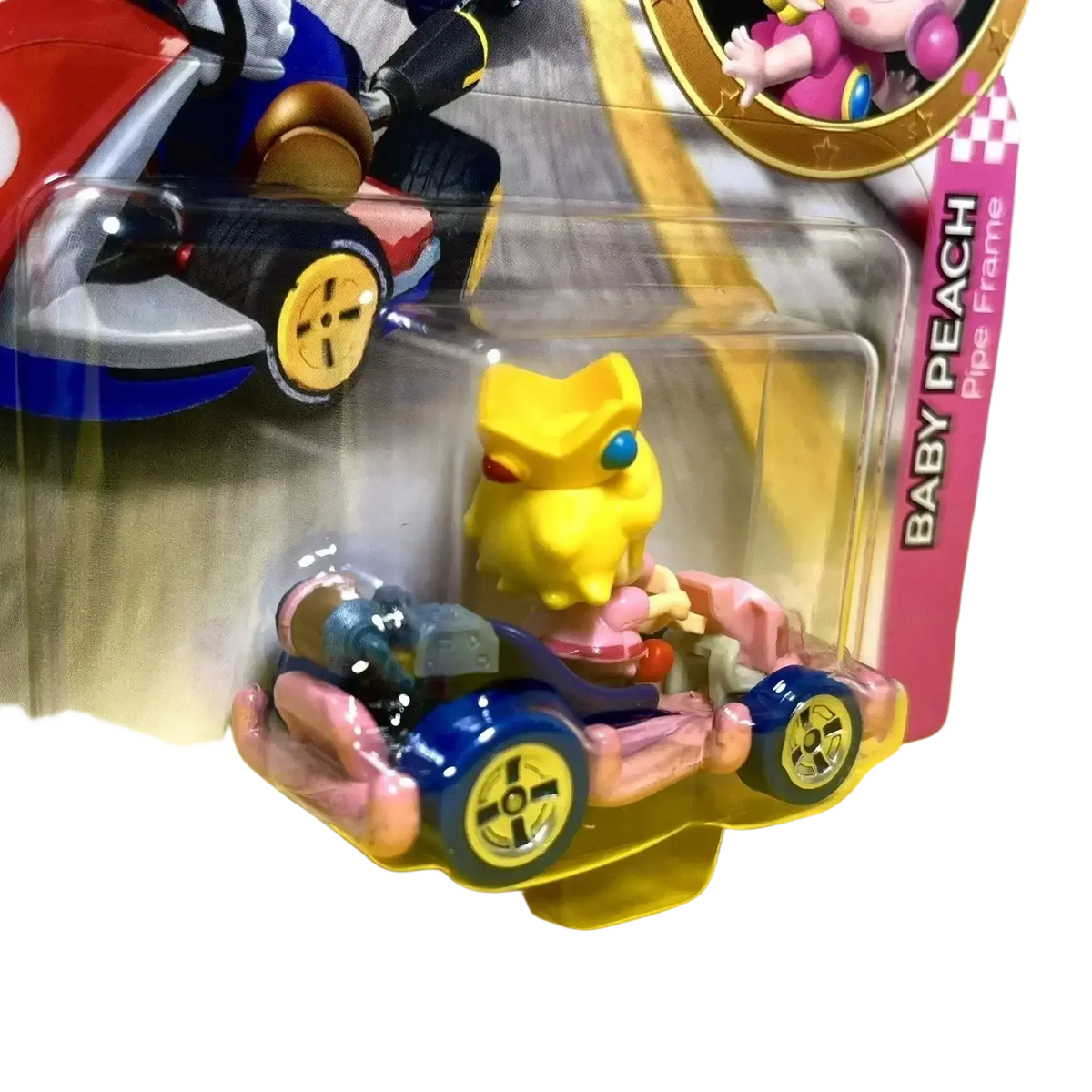 Hot wheels baby peach die-cast kart car.