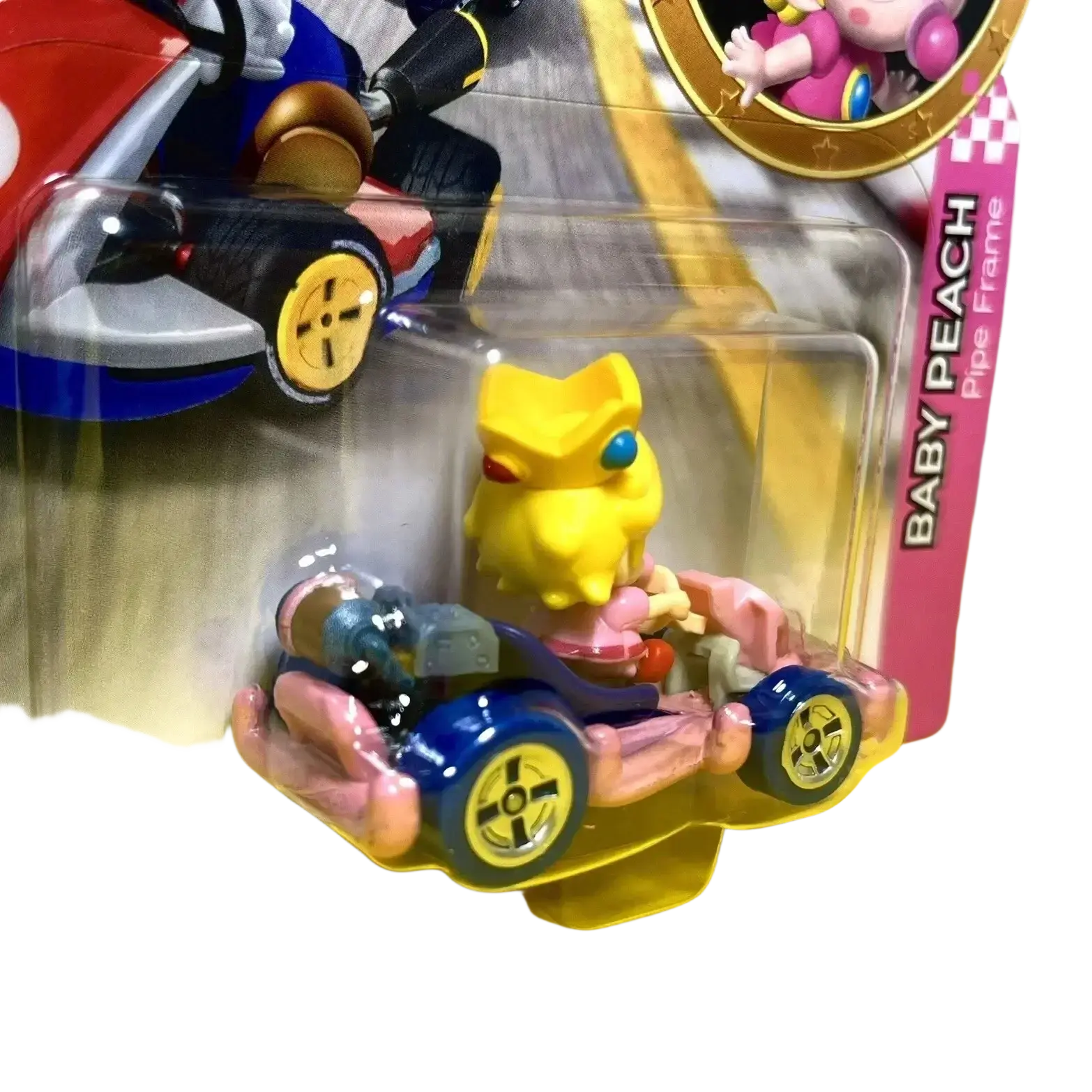 Hot wheels baby peach die-cast kart car.