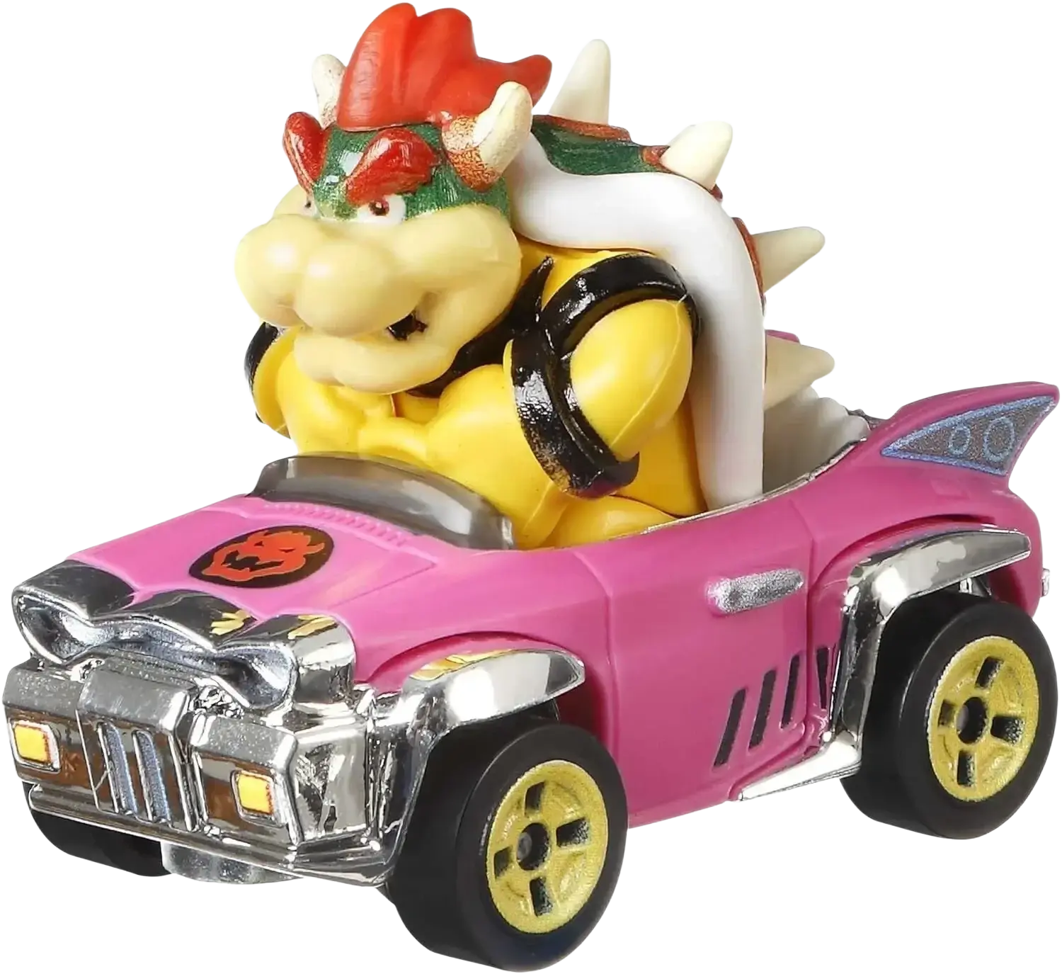 A Hot Wheels Mario Kart Bowser die-cast vehicle.