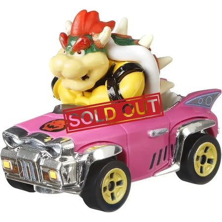 A Hot Wheels Mario Kart Bowser die-cast vehicle.