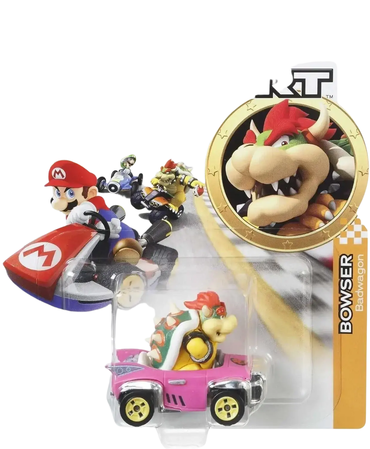 Hot Wheels Mario Kart Bowser Badwagon die-cast vehicle.