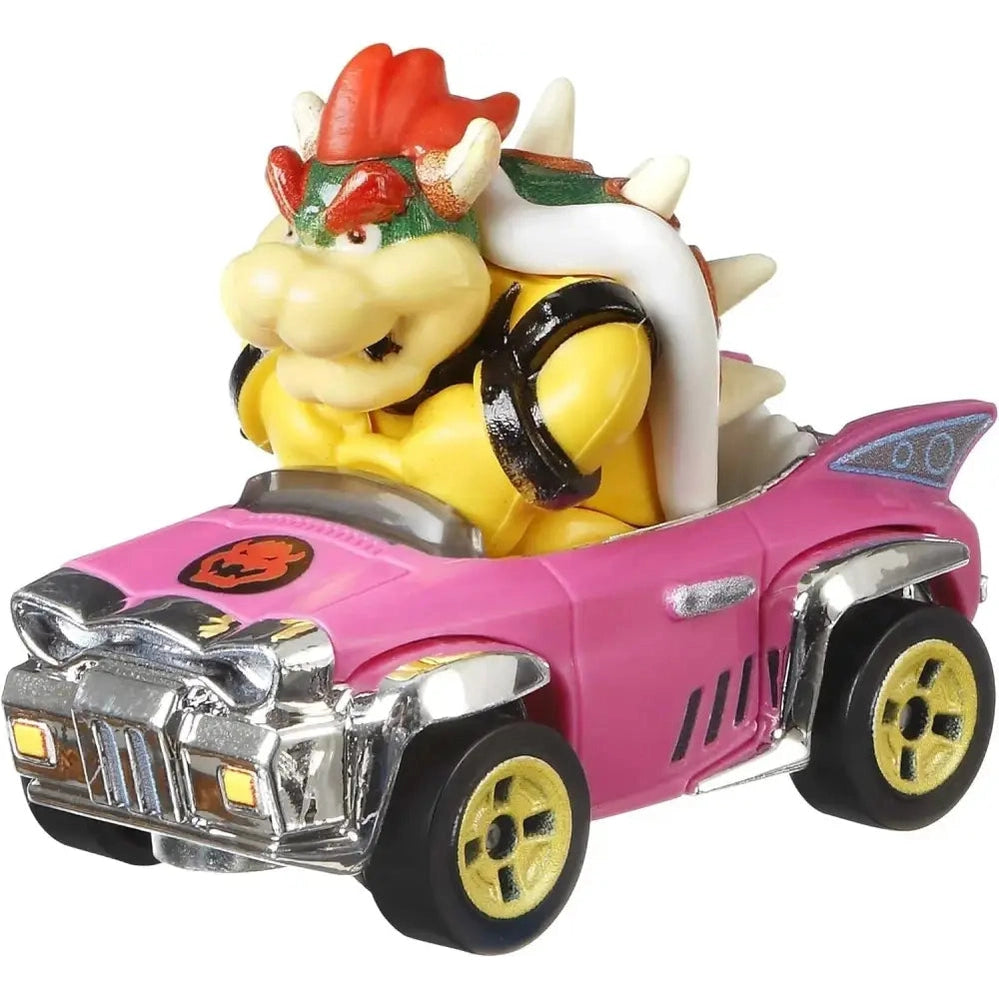 A Hot Wheels Mario Kart Bowser die-cast vehicle.