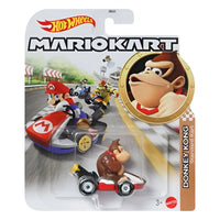 Hot wheels mario kart 1 64 diddy kong standard kart plastic figure with brown fur black eyes in red and white kart