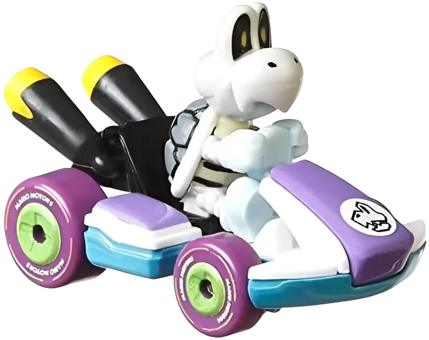 Snoopy’s purple and teal racing kart toy.