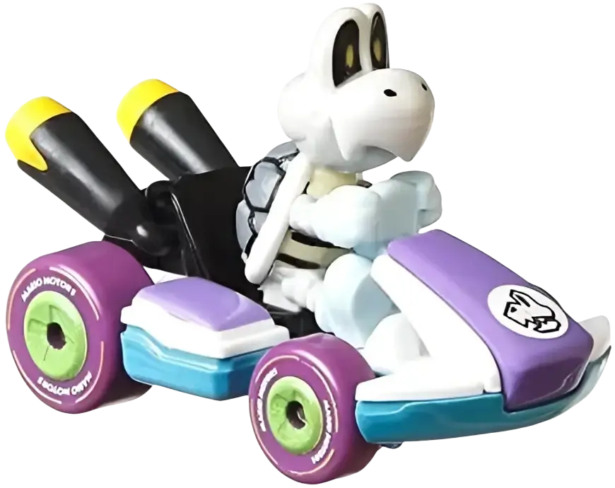 Snoopy’s purple and teal racing kart toy.