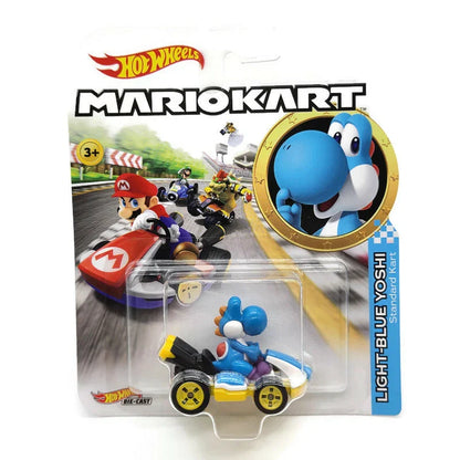 Hot Wheels Mario Kart Light-Blue Yoshi die-cast toy.