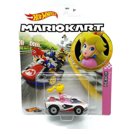 Hot wheels mario kart peach p-wing car toy.