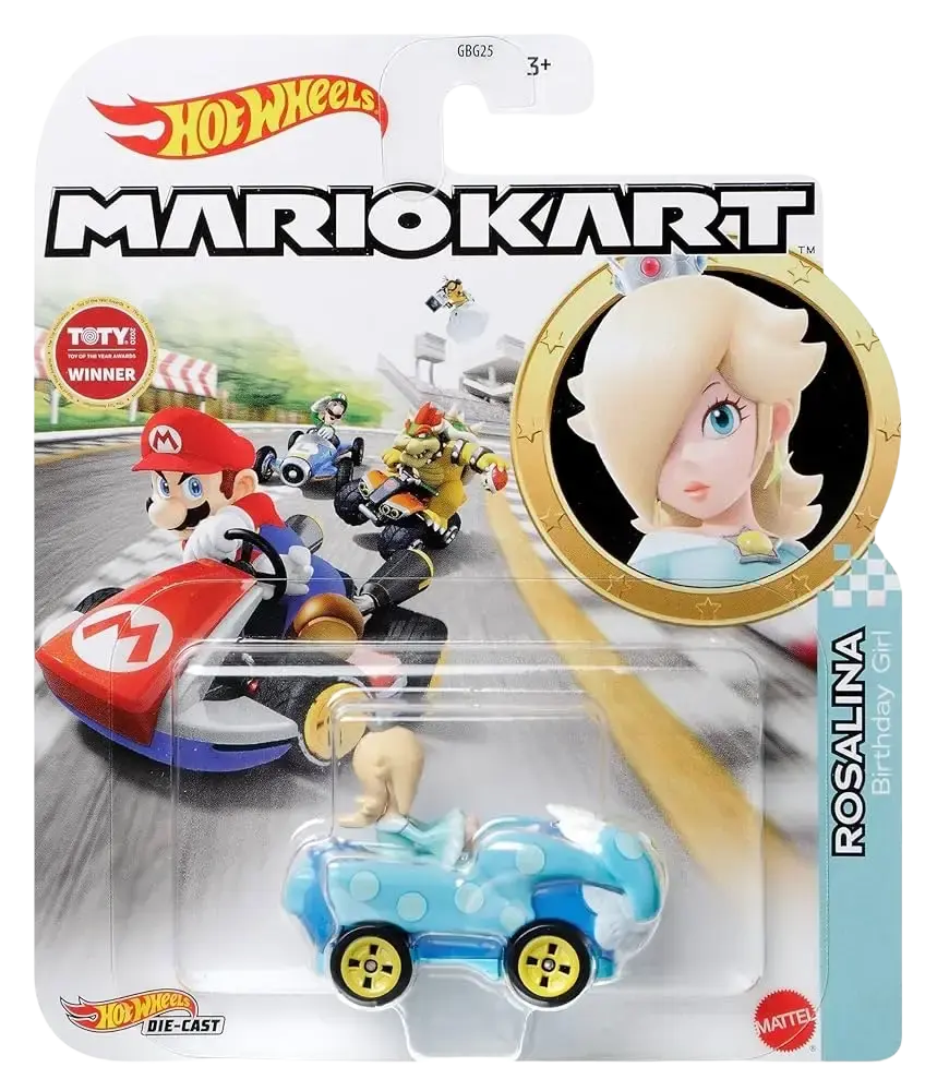 Hot Wheels Mario Kart Rosalina die-cast toy car.