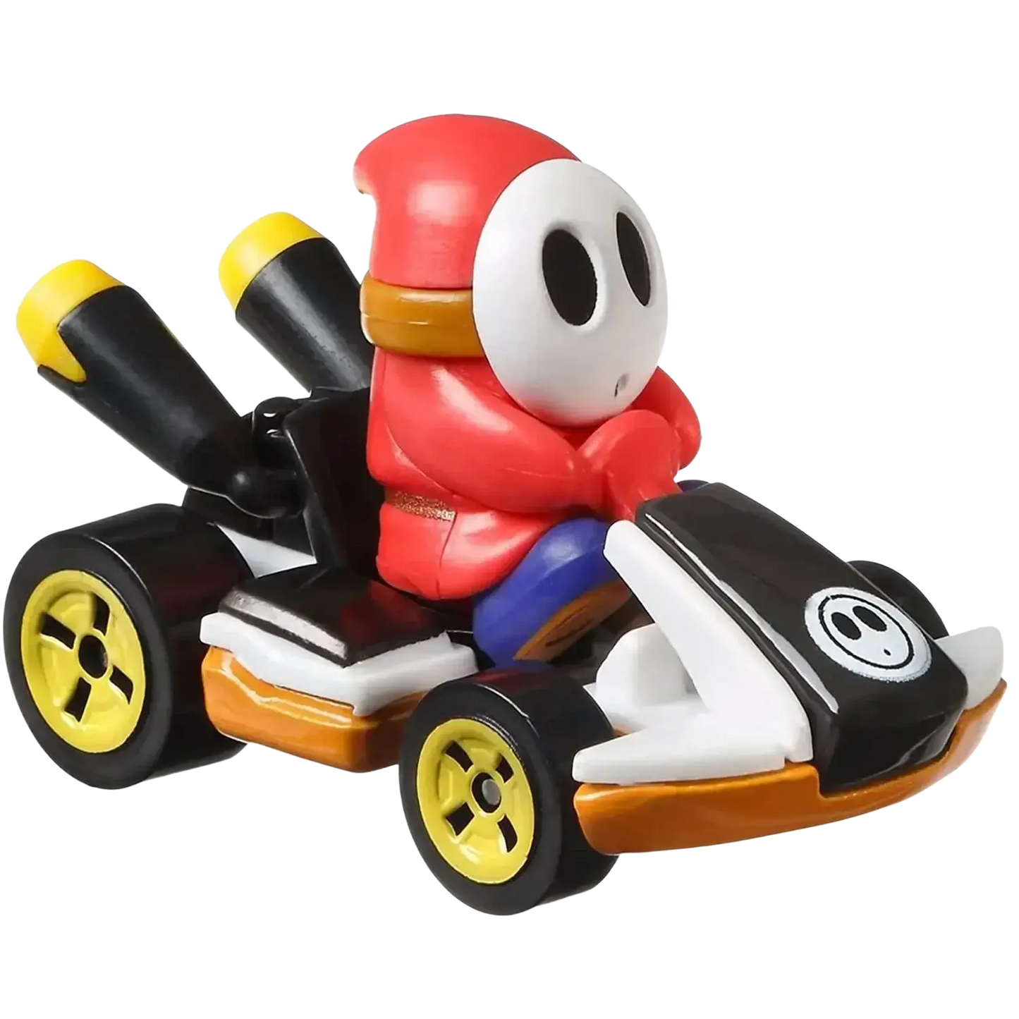 Red and yellow kart with skull character design, likely a hot wheels toy.