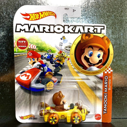 Hot Wheels Mario Kart Tanooki Mario Bumble V die-cast toy car.