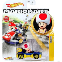 Hot wheels mario kart toad die-cast car.