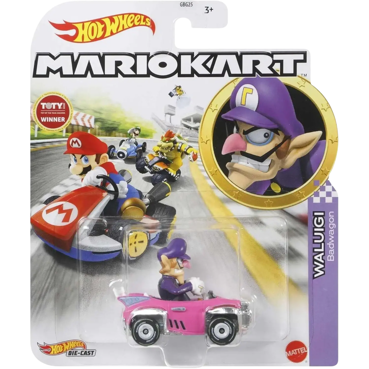 Hot wheels mario kart waluigi die-cast toy car.