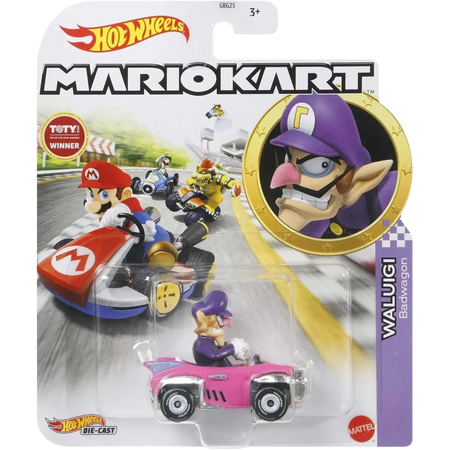 Hot wheels mario kart waluigi die-cast toy car.