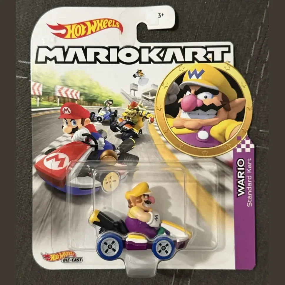 Hot Wheels Mario Kart Wario Standard Kart die-cast toy car.