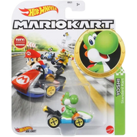 Hot Wheels Mario Kart Yoshi Standard Kart toy car.