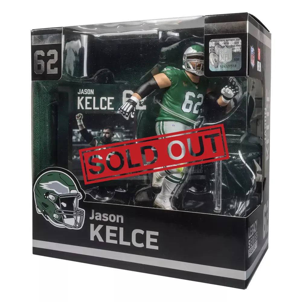 Jason Kelce action figure in box.