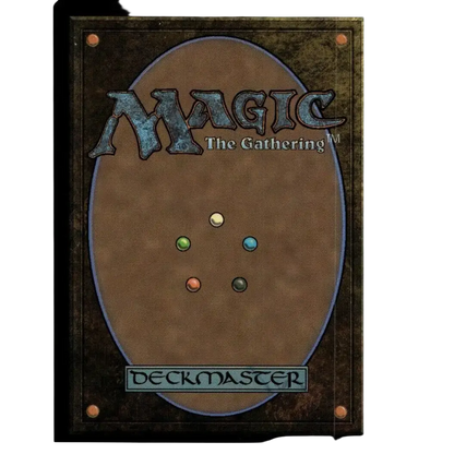 Brown magic the gathering deckmaster card back with textured surface and five colored dots for teenage mutant ninja technique foil
