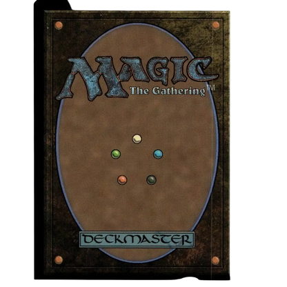 Brown magic the gathering deckmaster card back with textured surface and five colored dots for teenage mutant ninja technique foil