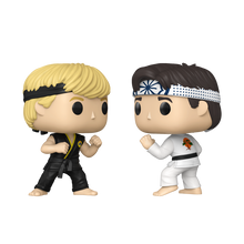 Karate Kid Johnny & Daniel Funko Pop 2-Pack | Funko, Johnny in black gi & Daniel in white gi in fighting poses.