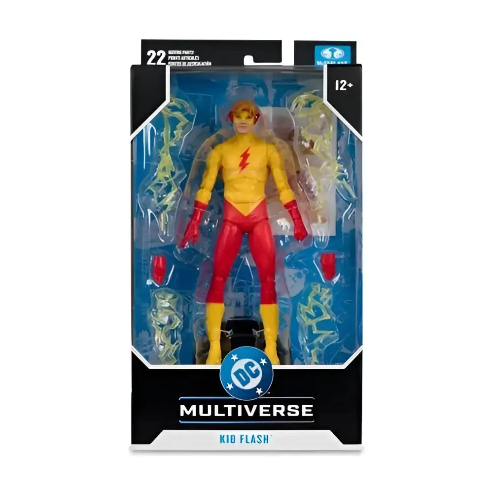 Kid flash classic 7 inch scale action figure in yellow and red suit packaged in dc multiverse by mcfarlane