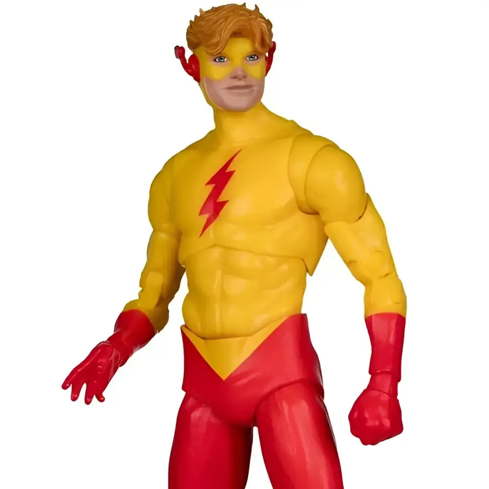 Kid flash classic 7-inch scale action figure with yellow and red costume and lightning bolt emblem by dc multiverse