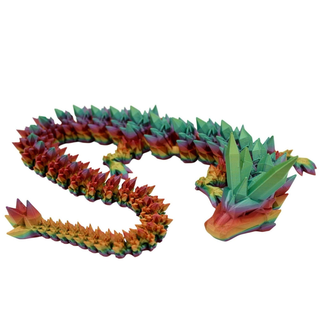 Large Rainbow Crystal Dragon Fidget Toy - 3D Printed Articulated Dragon - Alchemist Cards & Games
