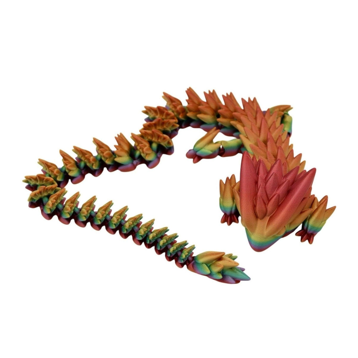 Large Rainbow Spiky Dragon Fidget Toy - 3D Printed Articulated Dragon - Alchemist Cards & Games