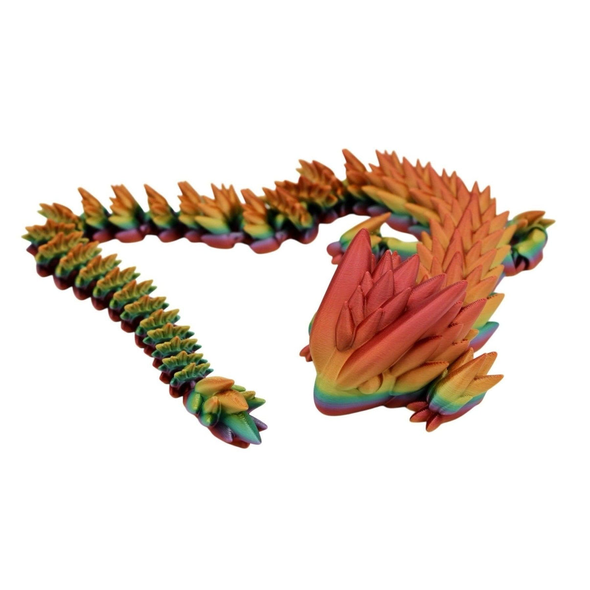 Large Rainbow Spiky Dragon Fidget Toy - 3D Printed Articulated Dragon - Alchemist Cards & Games