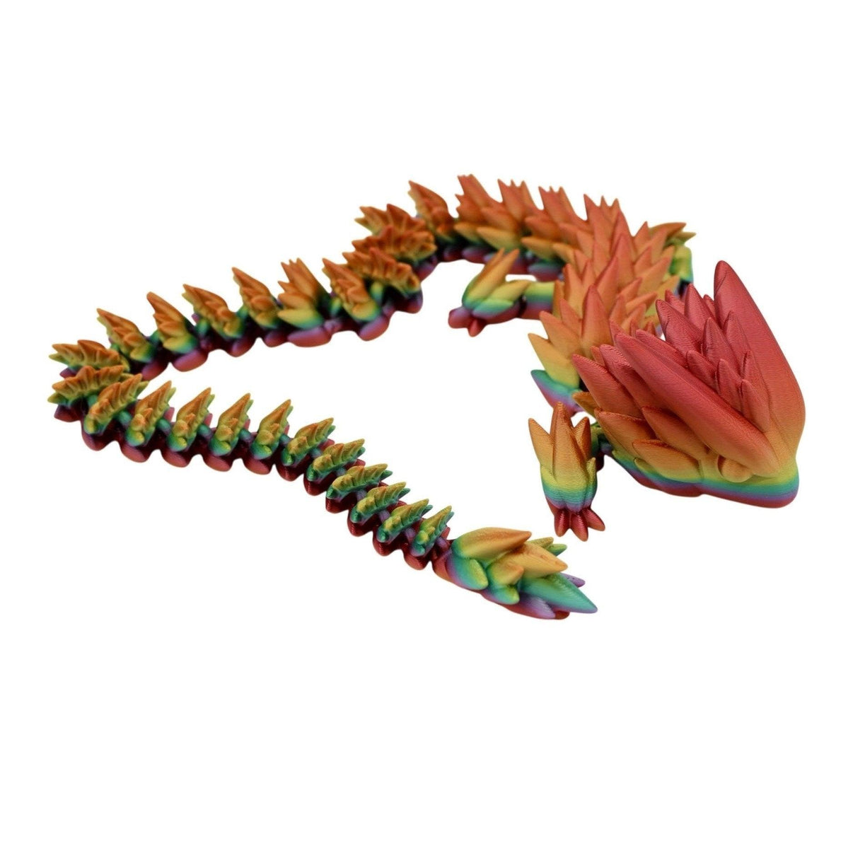 Large Rainbow Spiky Dragon Fidget Toy - 3D Printed Articulated Dragon - Alchemist Cards & Games
