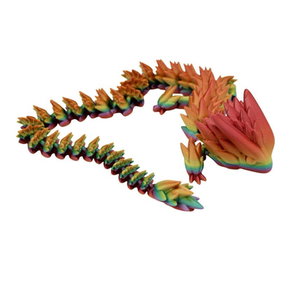Large Rainbow Spiky Dragon Fidget Toy - 3D Printed Articulated Dragon - Alchemist Cards & Games