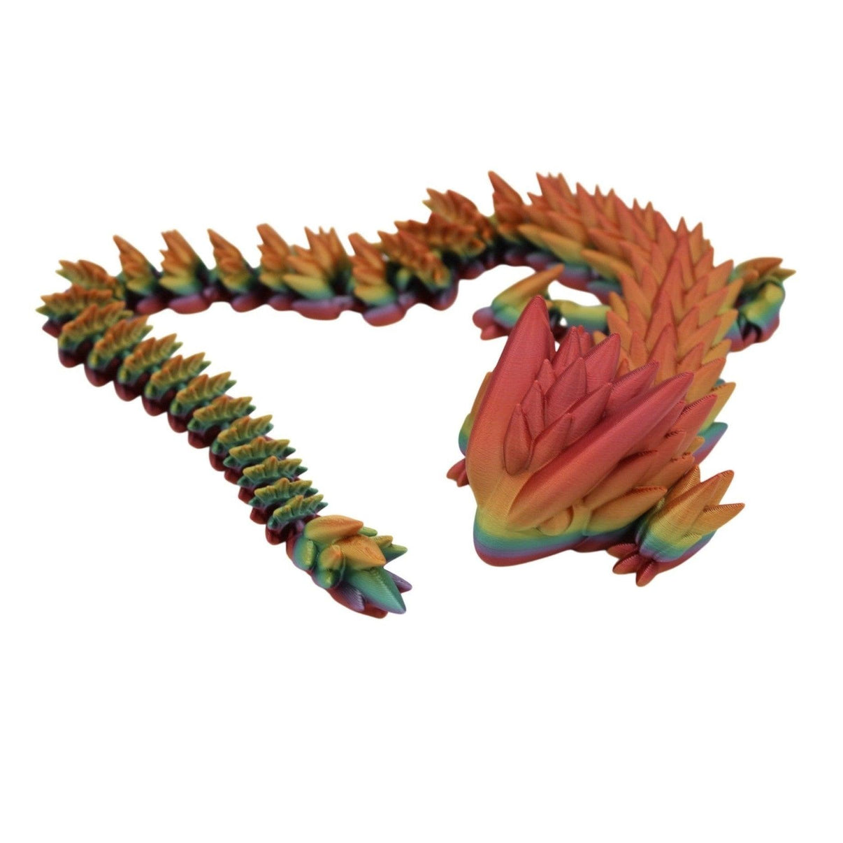 Large Rainbow Spiky Dragon Fidget Toy - 3D Printed Articulated Dragon - Alchemist Cards & Games