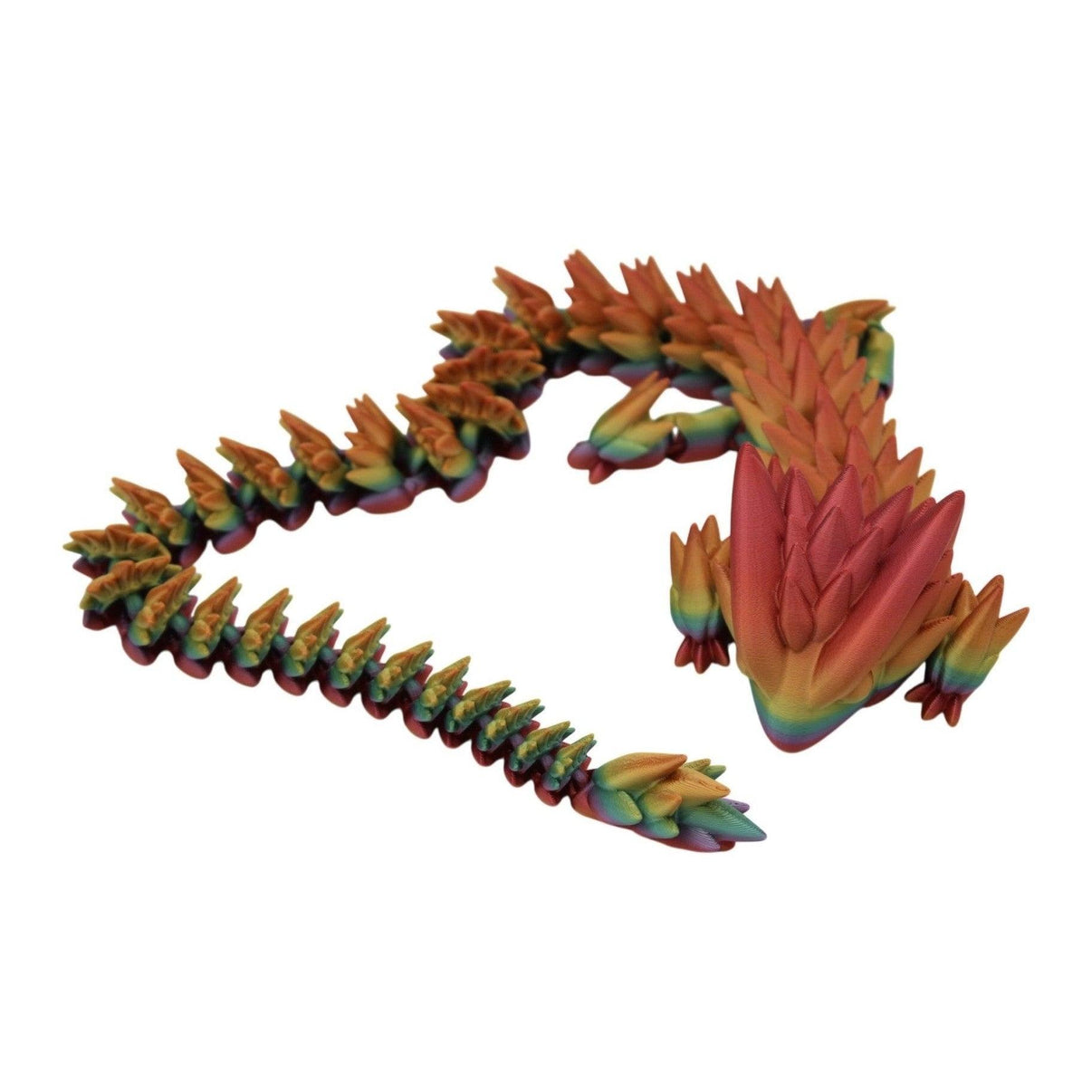 Large Rainbow Spiky Dragon Fidget Toy - 3D Printed Articulated Dragon - Alchemist Cards & Games