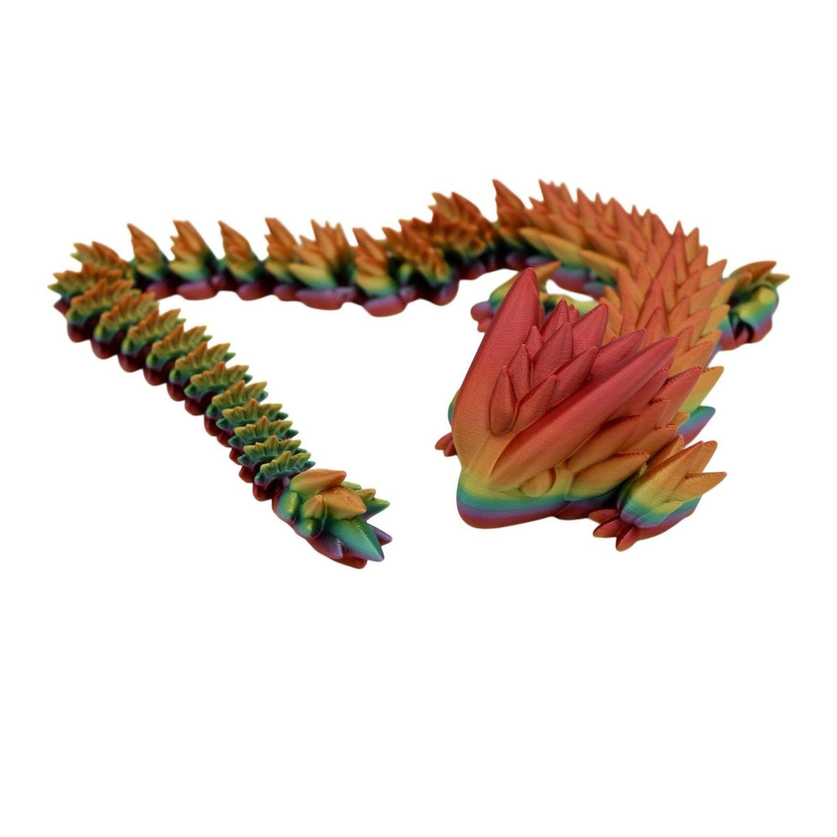 Large Rainbow Spiky Dragon Fidget Toy - 3D Printed Articulated Dragon - Alchemist Cards & Games