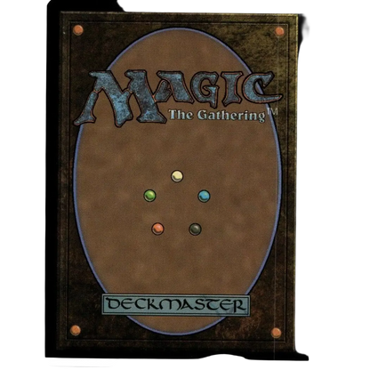 Brown magic the gathering card back showing deckmaster title and colored mana symbols for jennika bad apple big sister borderless foil