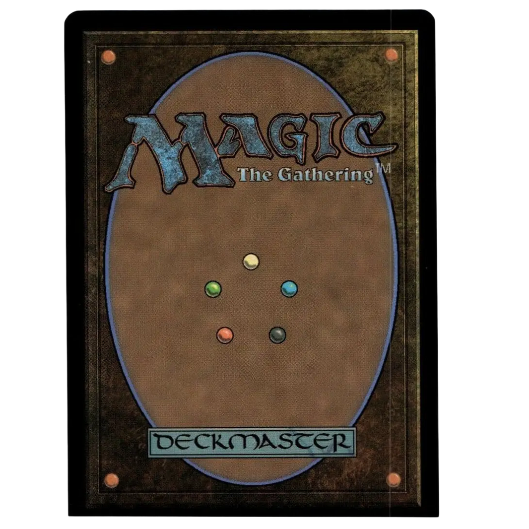 Brown magic the gathering deckmaster card with textured surface and five colored orbs in undercity sewers borderless tnmt toy