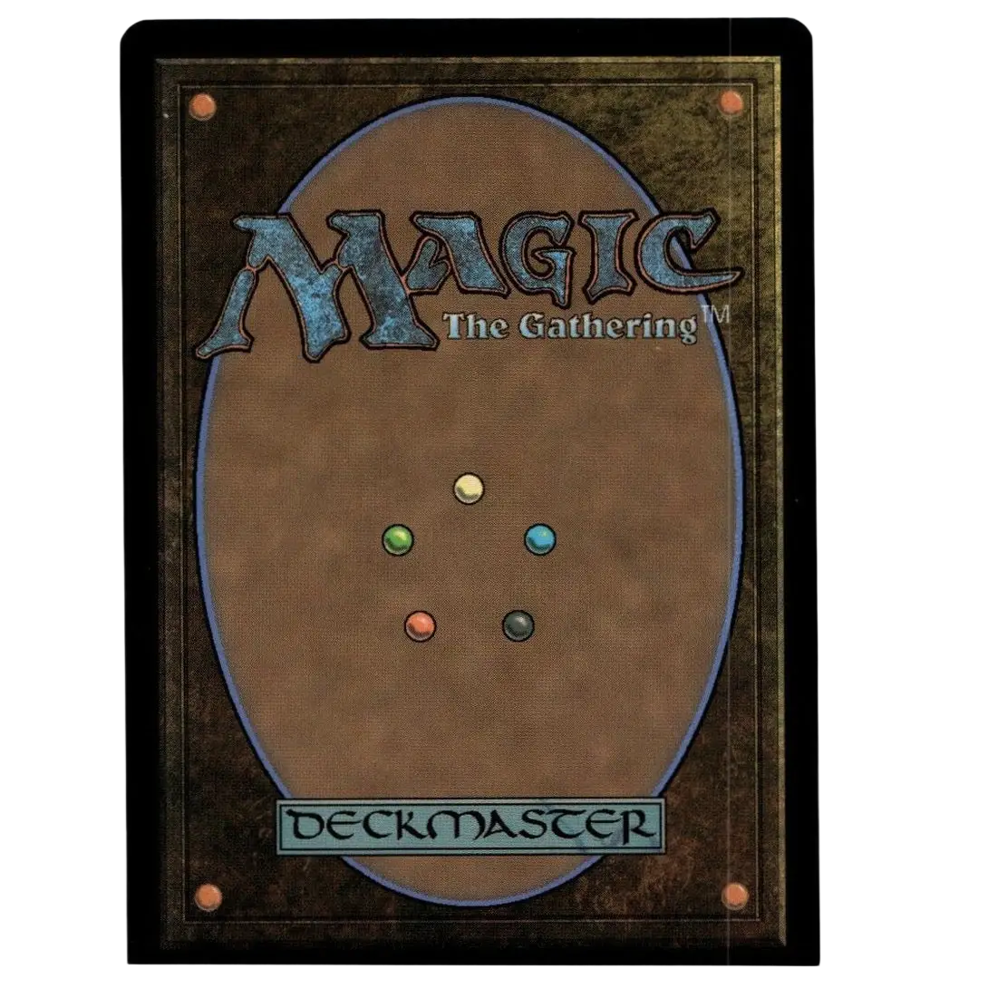 Brown magic the gathering deckmaster card with textured surface and five colored orbs in undercity sewers borderless tnmt toy