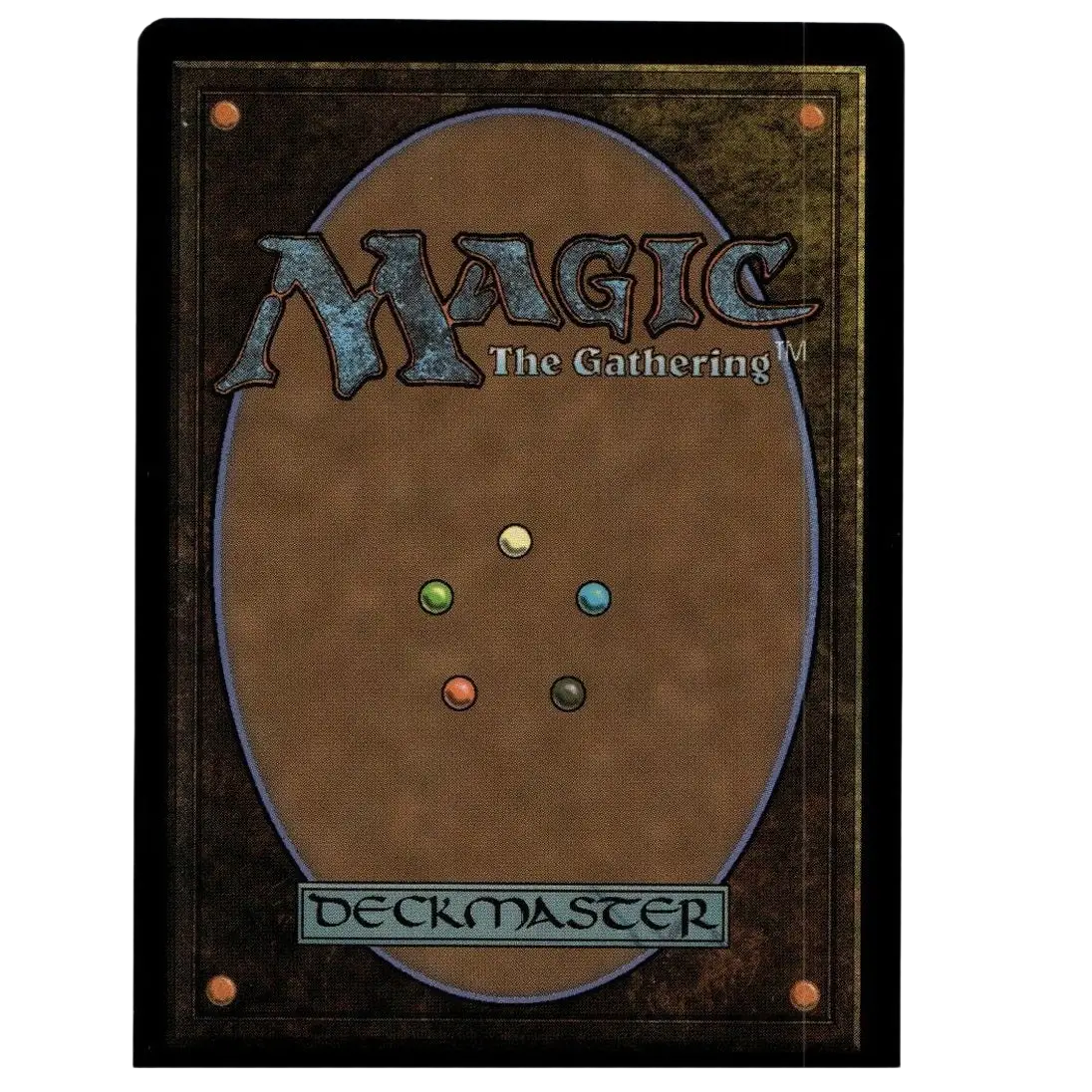 Brown magic the gathering trading card back featuring deckmaster logo and five colored mana symbols for foot ninjas borderless foil
