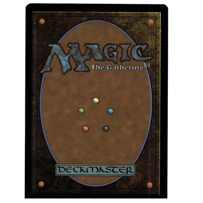 Brown magic the gathering trading card back featuring deckmaster logo and five colored mana symbols for foot ninjas borderless foil