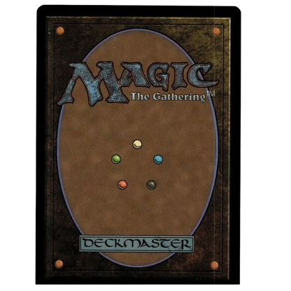 This is a magic: the gathering deckmaster card with an oval brown design, featuring five colored gems arranged in a star pattern and bordered by ornate gold trim.