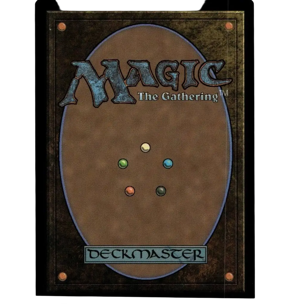 Brown magic the gathering deckmaster card with textured surface and five colored mana symbols tmnt showcase foil trading card