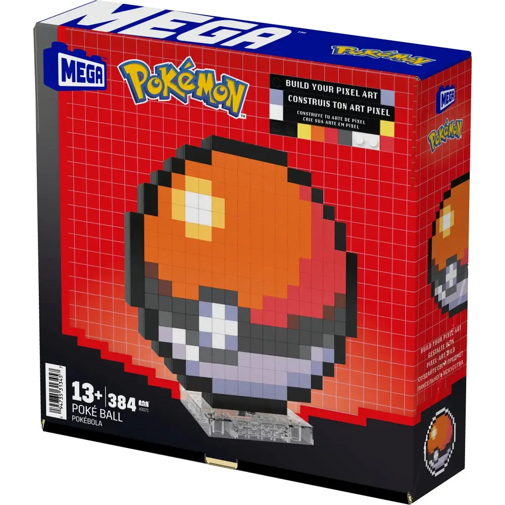 384-piece mega pokémon poke ball pixel art construction set.
