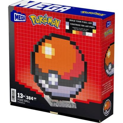 384-piece mega pokémon poke ball pixel art construction set.