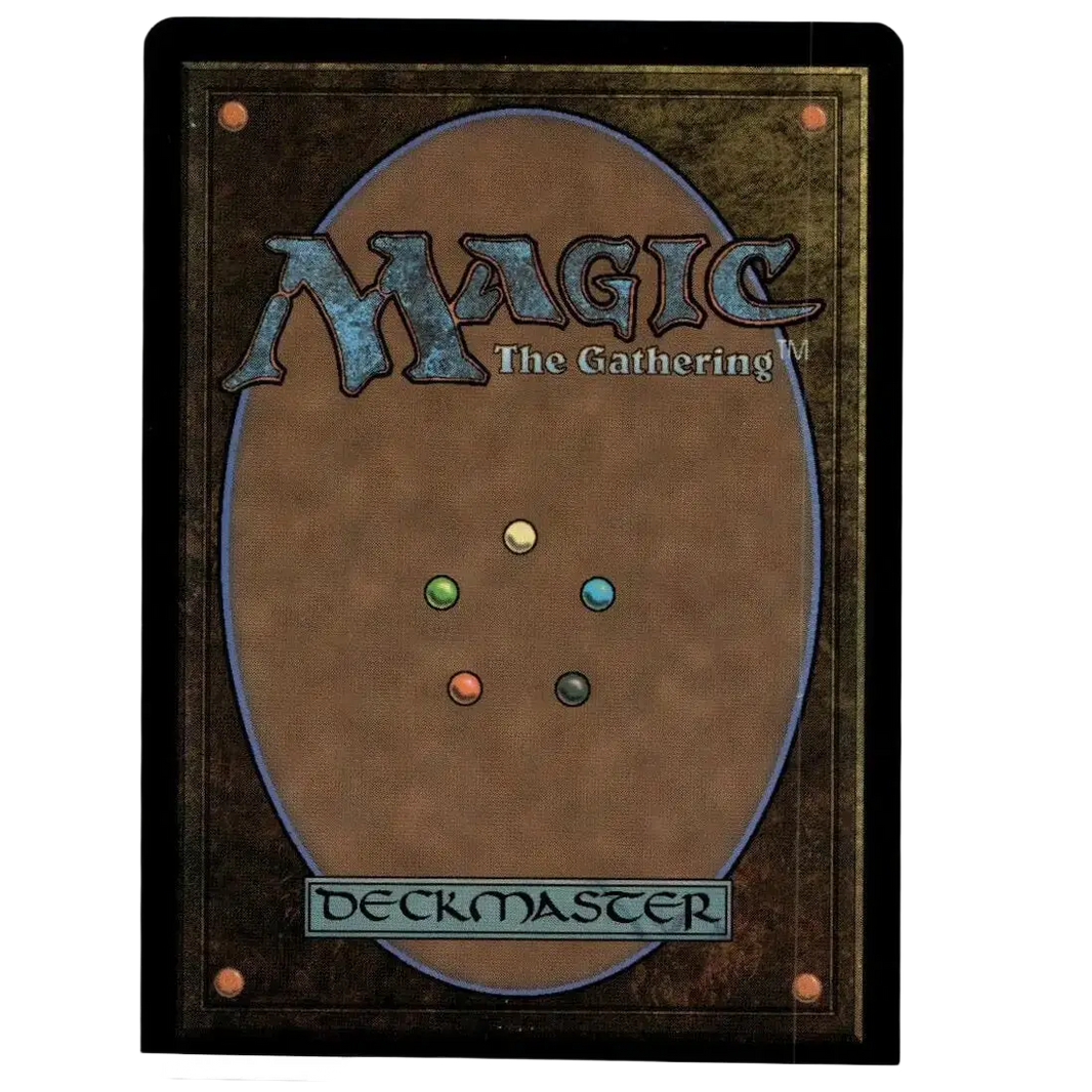 Brown magic the gathering deckmaster card with metallic mimic textured finish and five colored orbs for gathering tmnt action & toy figures