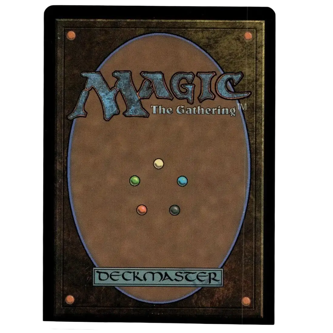 Brown magic the gathering deckmaster card with metallic mimic textured finish and five colored orbs for gathering tmnt action & toy figures