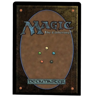 Brown magic the gathering deckmaster card with metallic mimic textured finish and five colored orbs for gathering tmnt action & toy figures