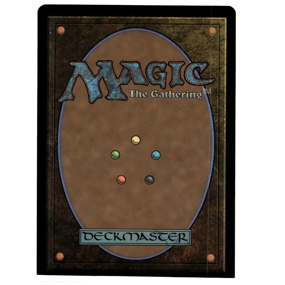 Brown metallic mimic magic the gathering tmnt deckmaster card with textured metallic finish and five colored orbs