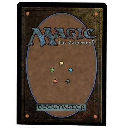 Brown metallic mimic magic the gathering tmnt deckmaster card with textured metallic finish and five colored orbs