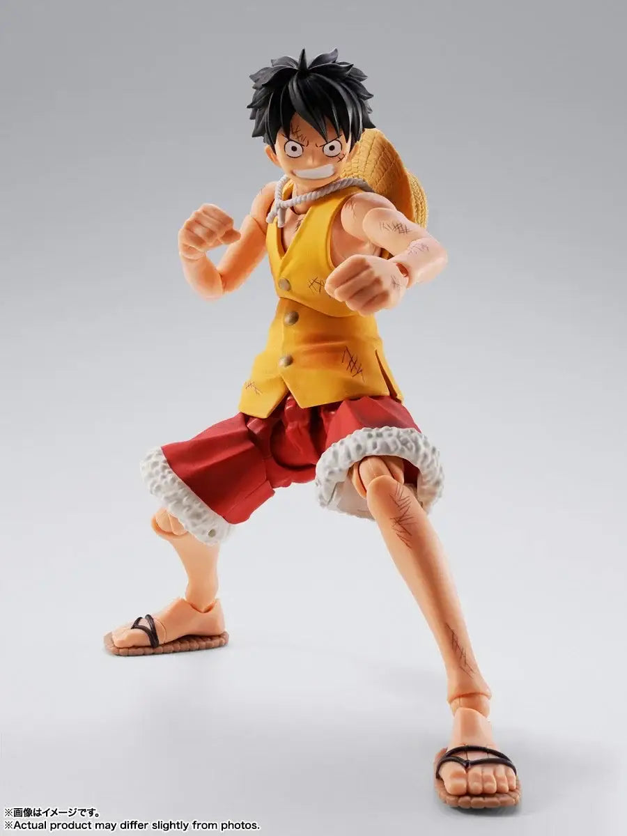 A detailed luffy marineford s.h.figuarts action figure depicting monkey d luffy in vibrant colors and articulated design