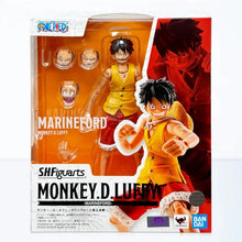 Yellow and red luffy marineford one piece s.h.figuarts action figure showcasing detailed costume and poseability