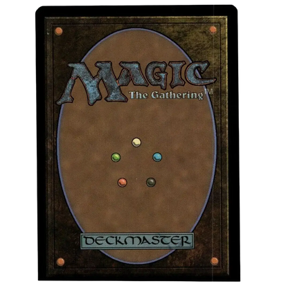 Brown magic the gathering deckmaster card with textured surface and five colored mana symbols for ninja turtles jennika big sister borderless